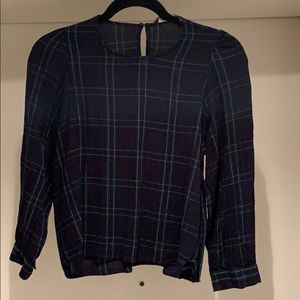 Zara women blue green black and white top